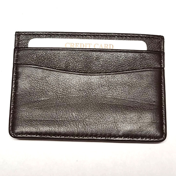 Nordstrom Leather Card Holder Wallet Brown Embossed - Picture 2 of 3